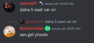 a screenshot of a conversation between merowfl and bulutmolla1