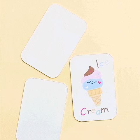 three cards with a pattern of cotton candy and the numbers 2 3 and 1 on them