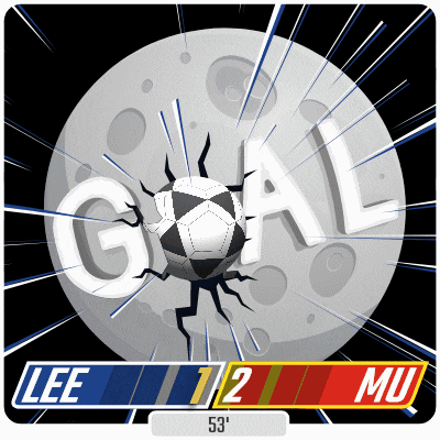 a soccer ball is breaking through the moon and the score is lee 1 2 mu