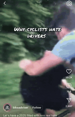 why cyclists hate drivers is displayed on a phone screen
