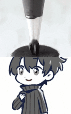 a drawing of a person with a hole in their head with a pen sticking out of it