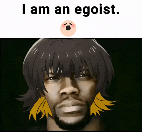 a cartoon of a man with the words i am an egoist written above him