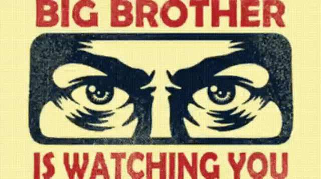 a poster that says " big brother is watching you " on it
