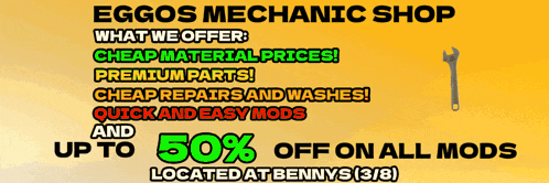 eggos mechanic shop offers cheap material prices premium parts and cheap repairs and washes
