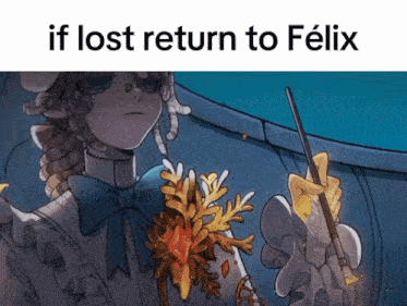 a drawing of a woman with the words if lost return to felix on the bottom