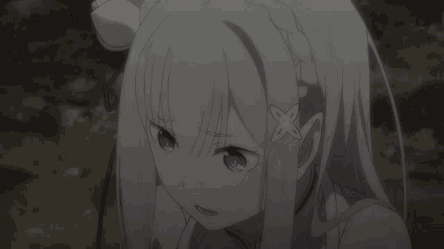 a girl with white hair and a flower in her hair