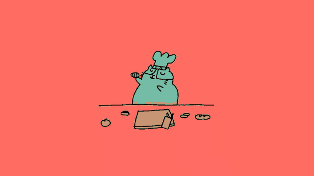 a cartoon drawing of a cat with a chef 's hat on