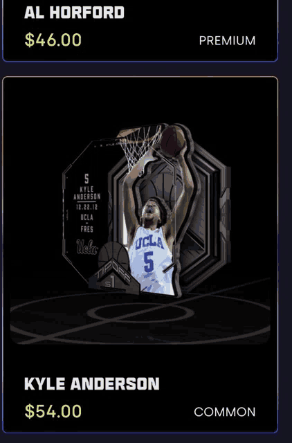 kyle anderson is a basketball player from ucla and is selling for $ 54.00