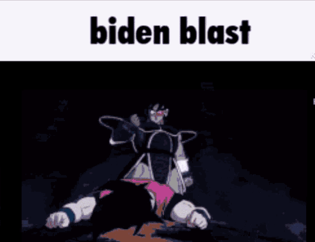 a picture of a man with a cartoon character on his head and the words biden blast