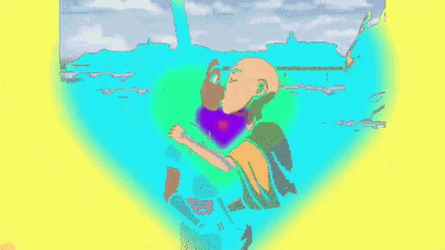a cartoon of a man and woman kissing in front of a heart