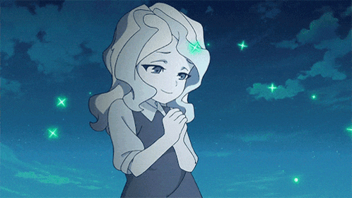 a drawing of a girl with a green star on her head