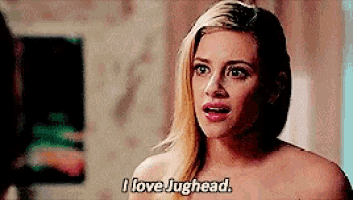 a naked woman is saying `` i love jughead '' .