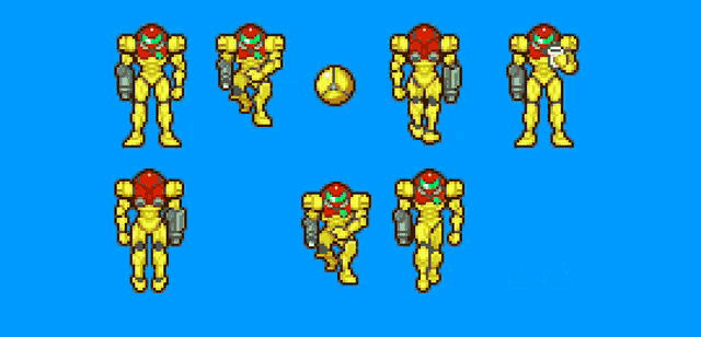 a pixel art of samus from the video game metroid