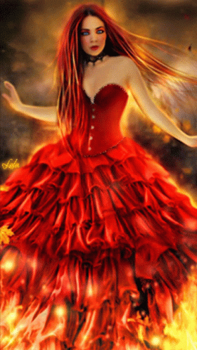 Red Angel Fiery Dress GIF - Red Angel Fiery Dress GIFs