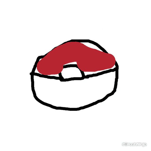 a black and white drawing of a red object with the hashtag #brushninja