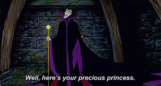 a cartoon of a princess laying on the ground with the words " well here 's your precious princess "