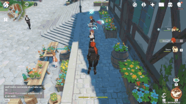 a screenshot of a video game with a character named diluc in the middle