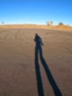 a blurry picture of a person standing in the sand