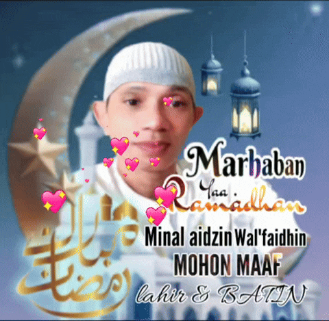 a greeting card with a man and a crescent moon says marhaba