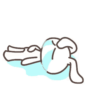 a cartoon of a person laying on their back with a tear coming out of their eye .