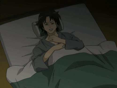 a cartoon of a man laying in bed with the words get that mayonnaise away from me