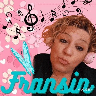 a woman wearing headphones with the name fransin on it