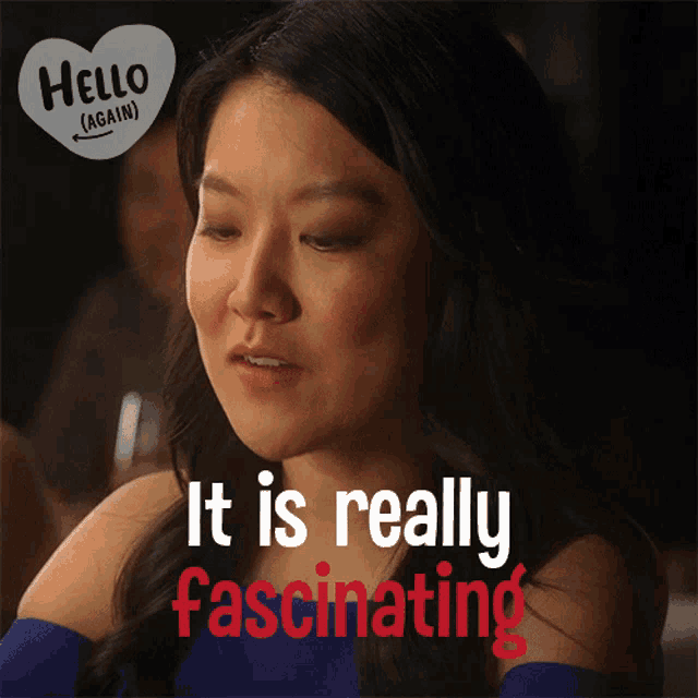 a woman says it is really fascinating in red letters