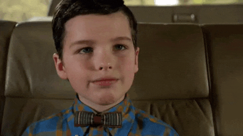 a young boy wearing a bow tie is sitting in a car .