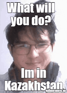 a man with glasses is asking what will you do in kazakhstan .