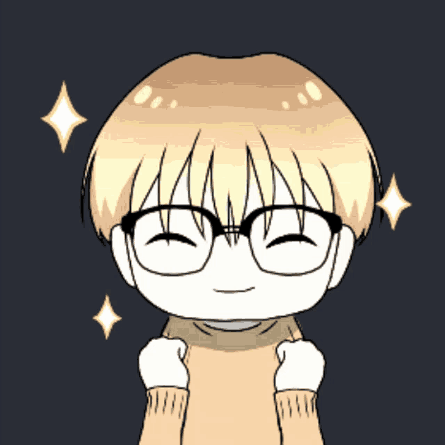 a cartoon drawing of a boy wearing glasses