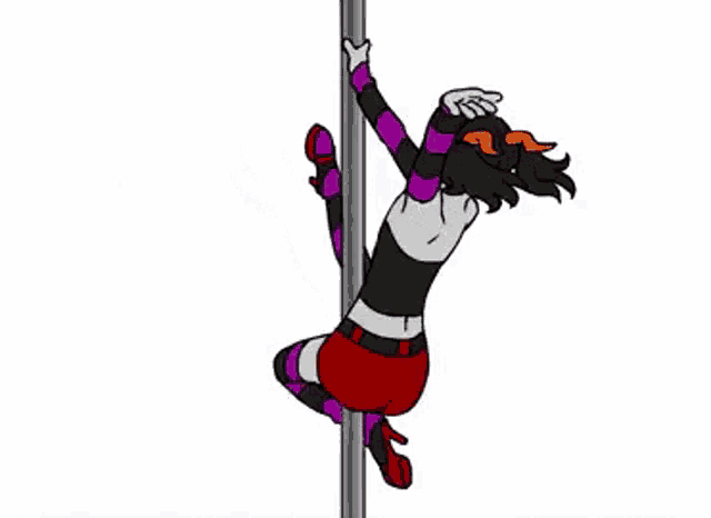 a cartoon of a woman doing pole dancing on a pole .