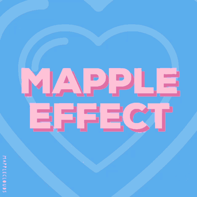 a blue heart with the words mapple effect in green letters