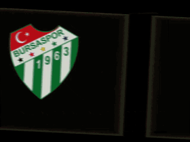 a colorful logo for bursaspor is displayed on a black background