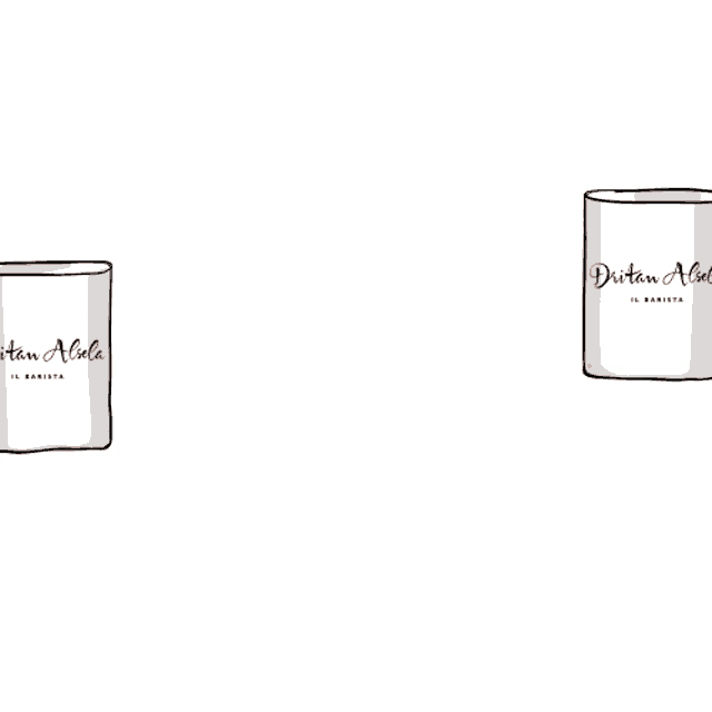 a cartoon drawing of two hands holding coffee mugs that say " ditan abola "