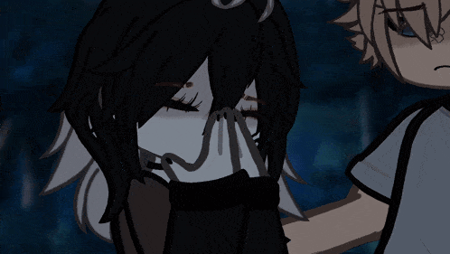 a cartoon of a boy and a girl hugging