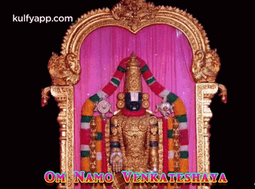 a picture of a statue of a deity with the words om namo venkateshaya written on it