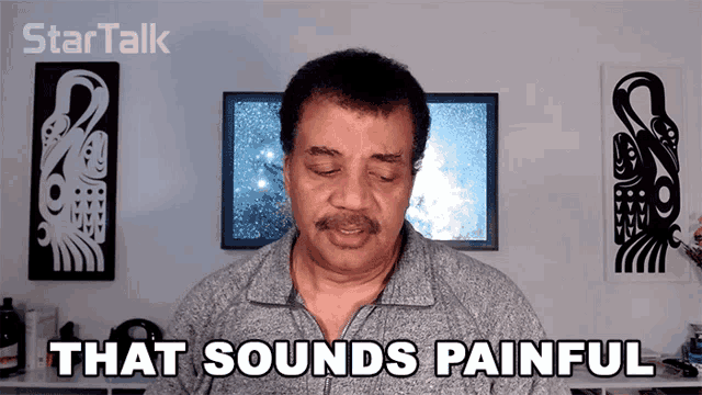 a man says that sounds painful in front of a tv