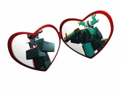 a couple of hearts with a picture of a cartoon character inside of them
