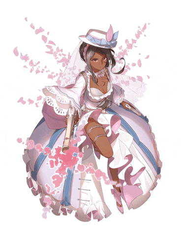 a drawing of a woman in a wedding dress with a gun
