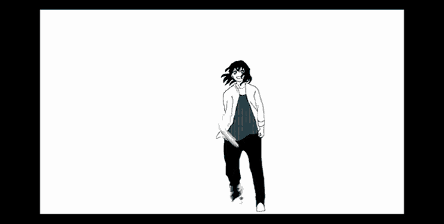 a black and white drawing of a person dancing .