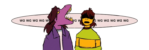 a cartoon of a purple monster and a yellow monster with a sign that says wa wa wa wa wa wa