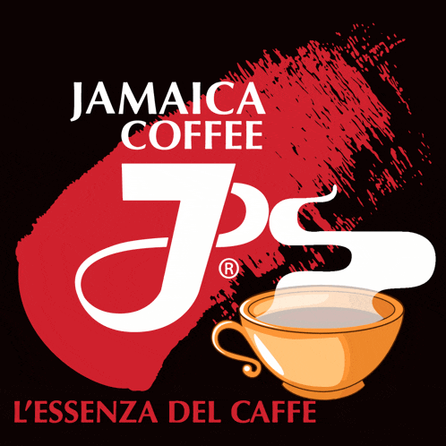a jamaica coffee logo with a cup of coffee