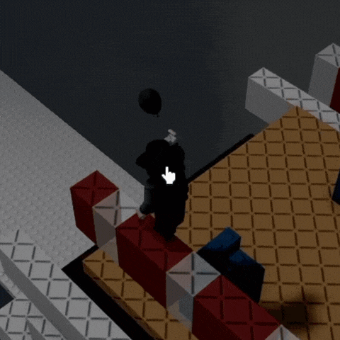 a computer generated image of a person standing next to a waffle