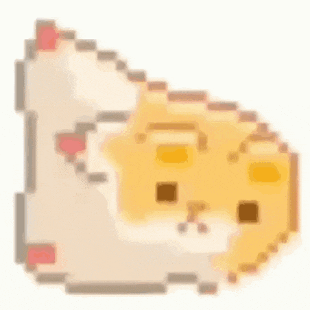 a pixel art of a hamster with a sad face on a white background .