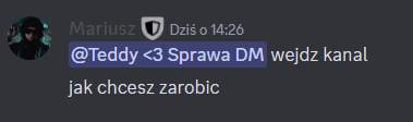 a screenshot of a conversation between teddy and mariusz