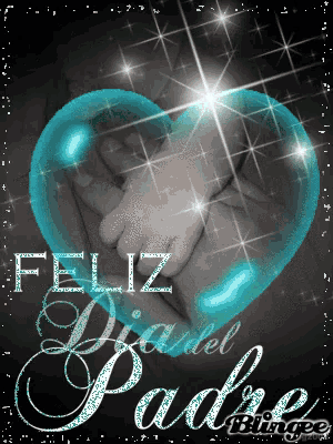 a greeting card for feliz dia del padre with a blue heart