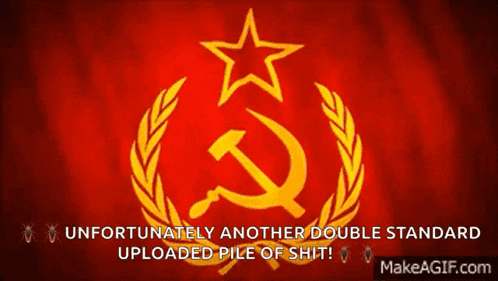 a red background with a hammer and sickle and a star