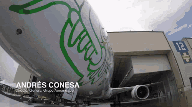 a plane with andres conesa on the side