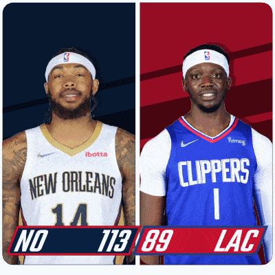 two basketball players from the new orleans and clippers are standing next to each other