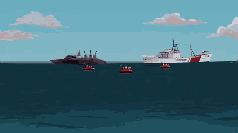 a cartoon illustration of a u.s. coast guard ship